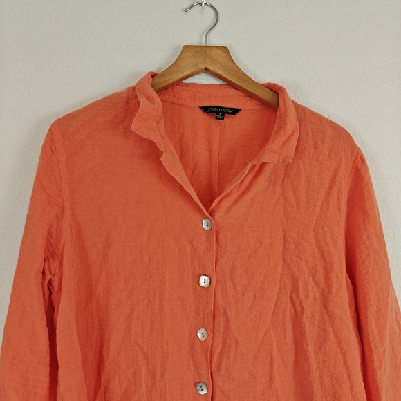 John Mark Nwot Coral Button Up 3/4 Sleeves Blouse Size Small Women's - Picture 6 of 13